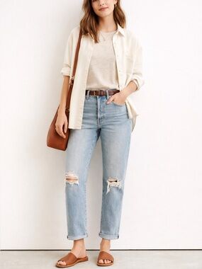 Madewell The Perfect Vintage Straight Jeans 26 Light Wash Distressed High Rise